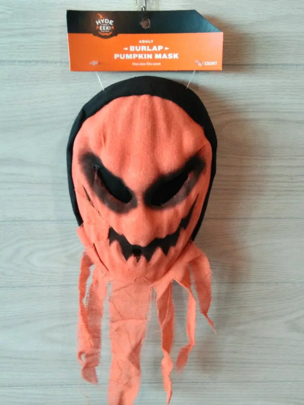 Halloween Burlap Pumpkin Mask Adult Size One Fits Most by Hyde & Eek! Orange NEW